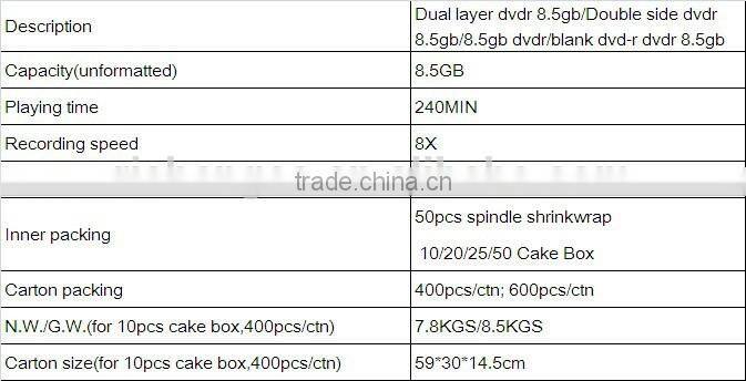 RISHENG 8.5GB DL dual layer/8.5gb dvd price/dvd dual layer