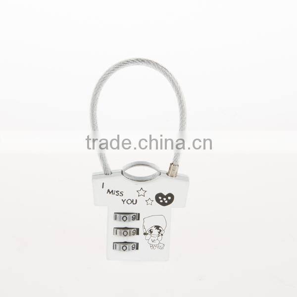 Children gift fashion lock 3 digital clothes cable lock