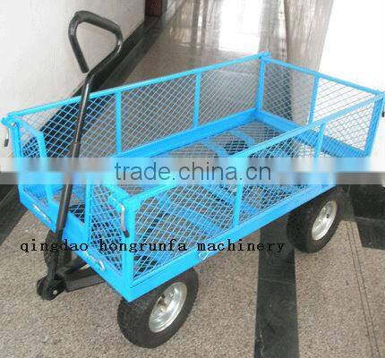 steel Heavy Duty Utility Wagon Lawn Cart Yard Crate Garden Supplies Blue