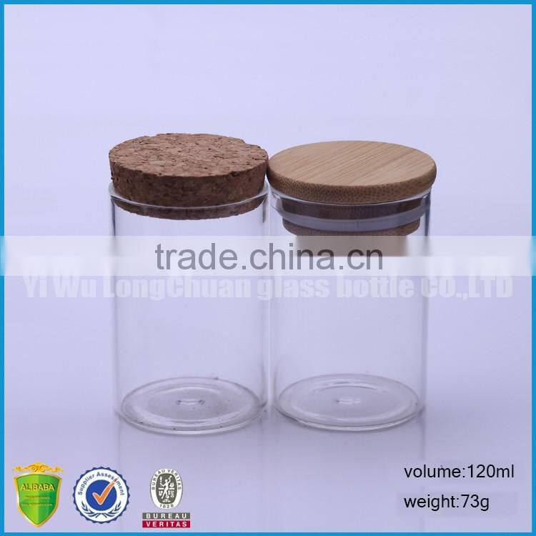 4oz Wide Mouth Clear Round Glass Storage Jars With Wooden Bamboo Cork Lid