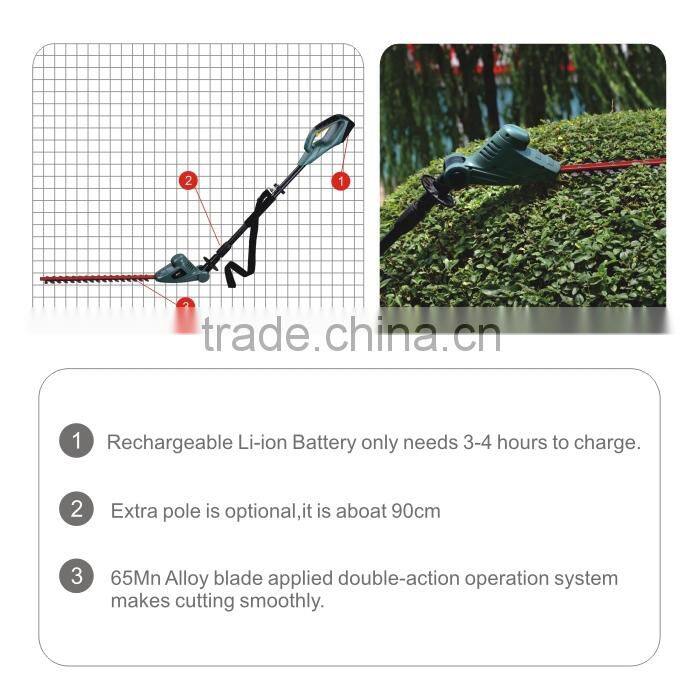 18v lithium cordless long reach adjustable head hedge cutter