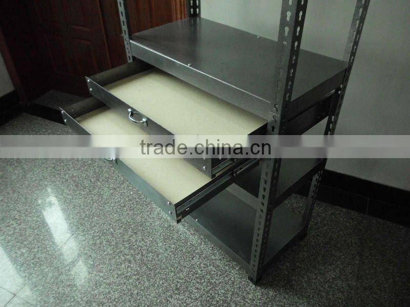 Metal storage shelf with two drawers