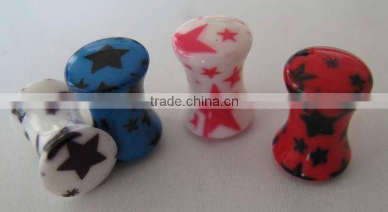 Red Fake Plug with Crystal stone