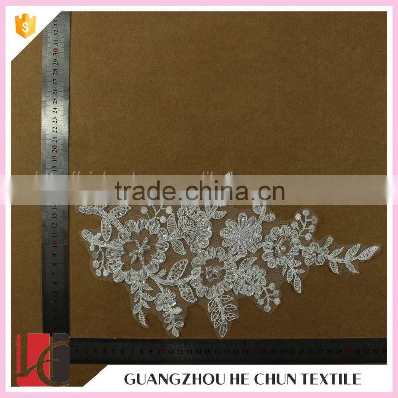 HC-2161-1 Hechun Latest Fashion Flower Shape Sequin Lace Applique Embroidery