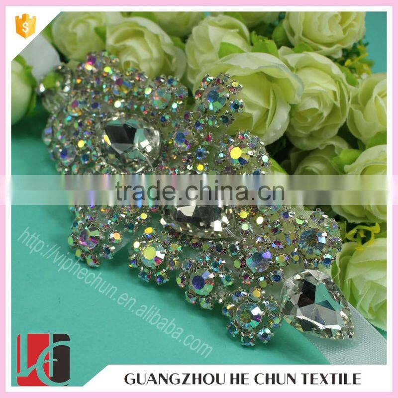 HC-7505-1 Hechun Iron-on AB Crystal Bead Wedding Bride Sash