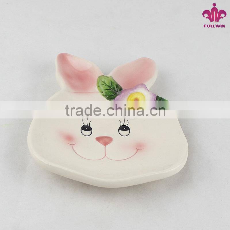 Candy ceramic plate with bunny design