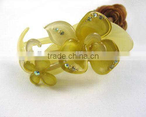 New Hair Bow Hairpin Claw Clip Ice Blue Heart Acryl Rhinestone