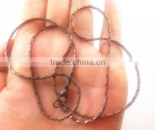 SN029 wholesale stainless steel good quality coffe plated flat snake chains