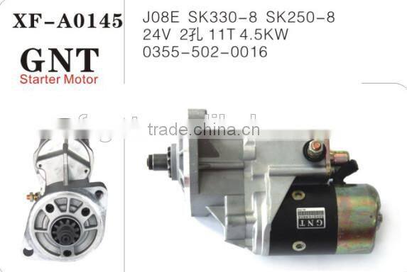 excavator engine starter motor for SK330-8 SK250-8 J08E