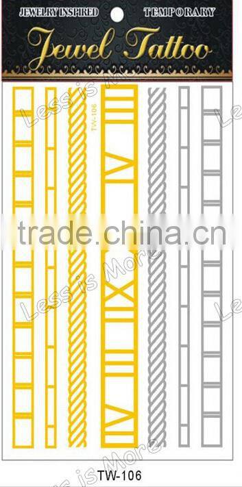 body jewelry metallic temporary tattoo sticker