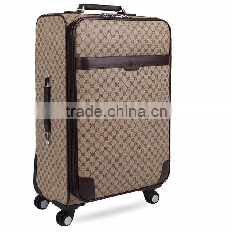 Factory Wholesale PVC Shell 360 degree Spinner Wheels Soft Trolley Luggage