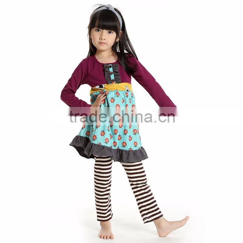 2016 kaiya summer kids girls zebra half sleeve t-shirt and pant sets