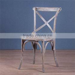 Oak Wood French Style Antique Stacking Cross Back Wedding Dining Chair