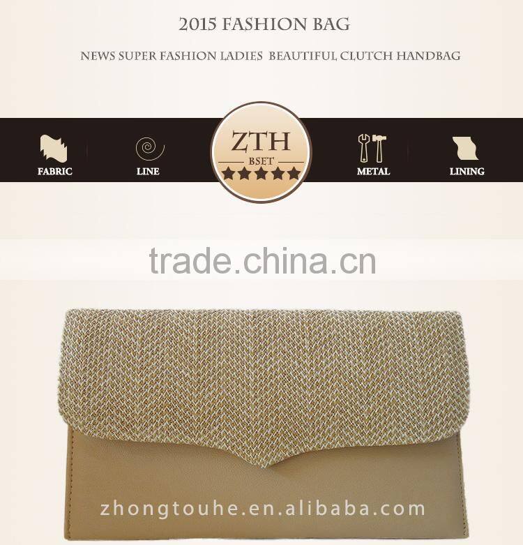 2015 wholesale vogue ladies PU/straw Messenger bag