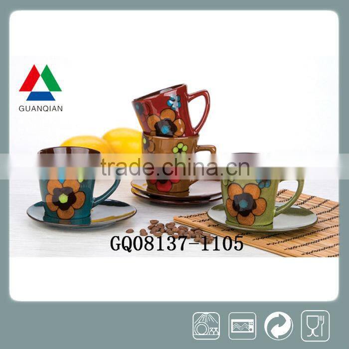 7oz ceramic coffee mugs logo with saucer cheap sales