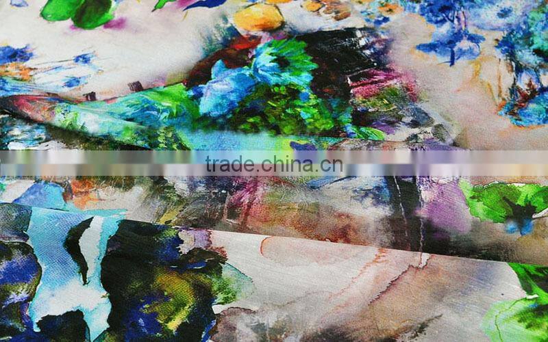 silk linen custom printed fabric for garment