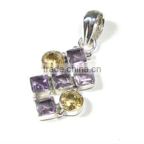 925 stamped sterling silver tibetan turquoise semi precious gemstone pendant