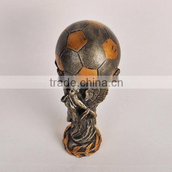 Resin football trophy cup with figure