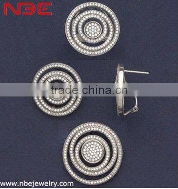 Fashion Wax micro pave setting jewelry set,small prong AAA grade cz quality rhodium wholesale costume silver jewellry set
