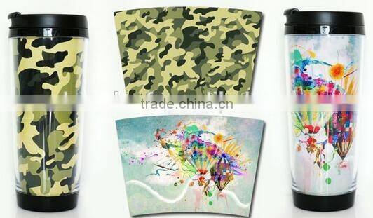 12OZ thermal plastic tumbler ,bap free paper insert plastic tumbler,paper insert thermos cup