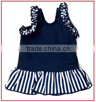 Ruffled straps deep blue girls pictures sexy swimsuit, child modeling swimwear,baby swimwear