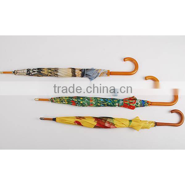 23"*8k wooden shaft full print straight gift umbrella