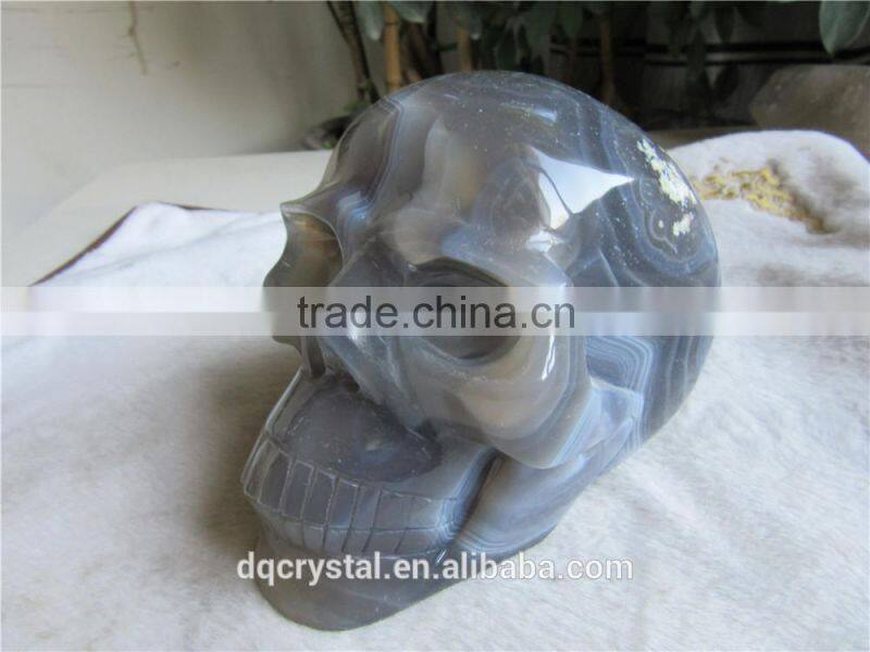 wholesale agate gemstone skull craving hand Carved crystal stone Decorative Skull
