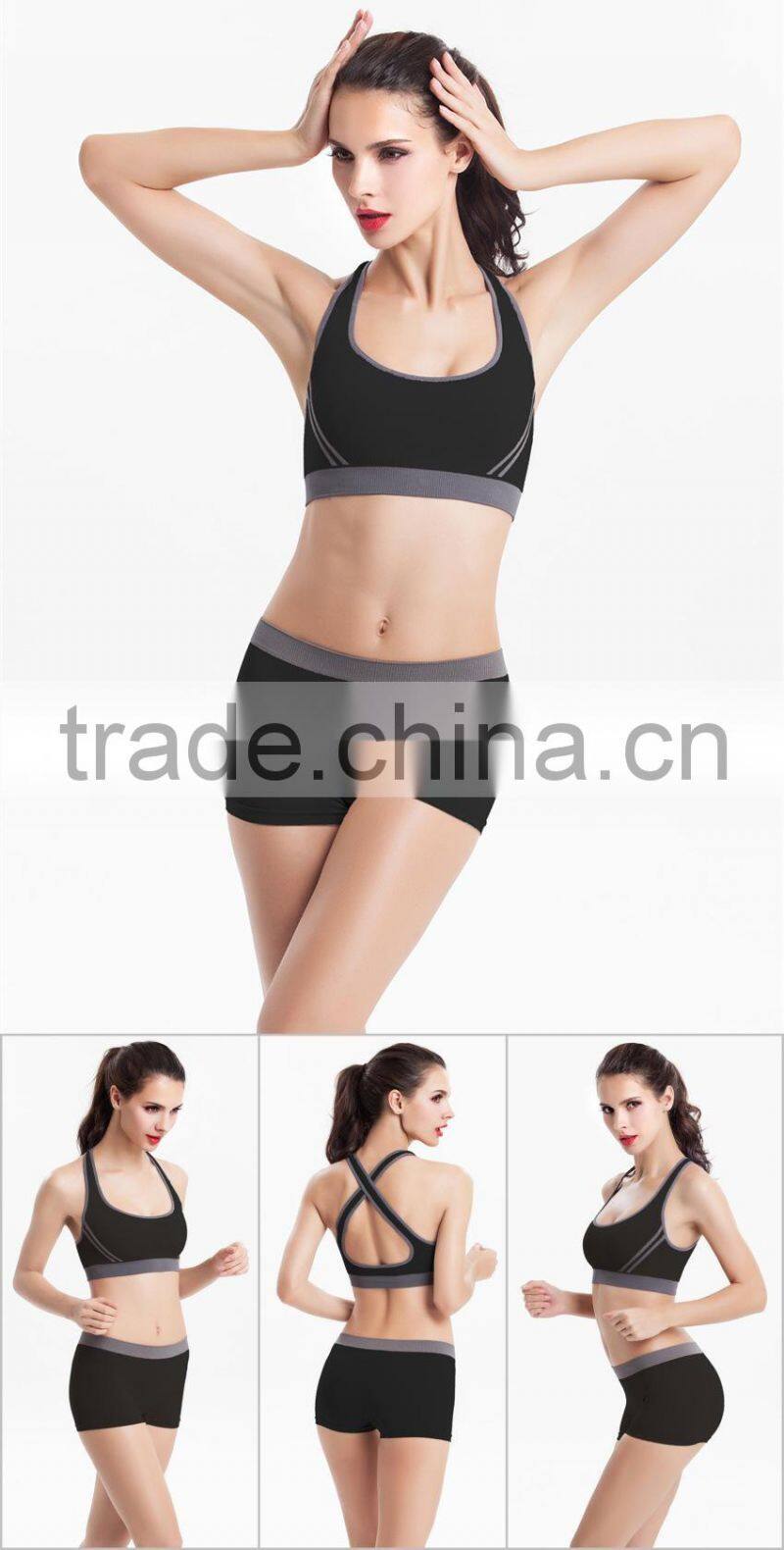 Quick-dry Sports bra set shakeproof ladies running fitness vest wireless running bra yoga sport bra sexy Womens Tracksuits set
