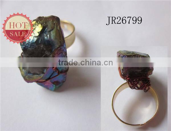 Wholesale Ring Jewelry Natural Topaz Crystal Stone Drop Ring