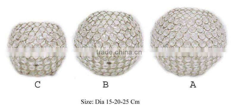 Silver wedding Crystal Ball t- light holder crystal ball 100 mm