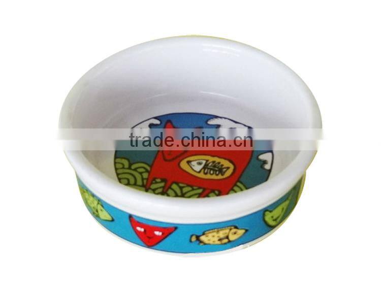 Hot sale high quality white round ceramic pet bowl for dog