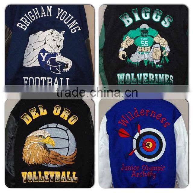 Red Custom design cheap 100% cotton baseball varsity jacket