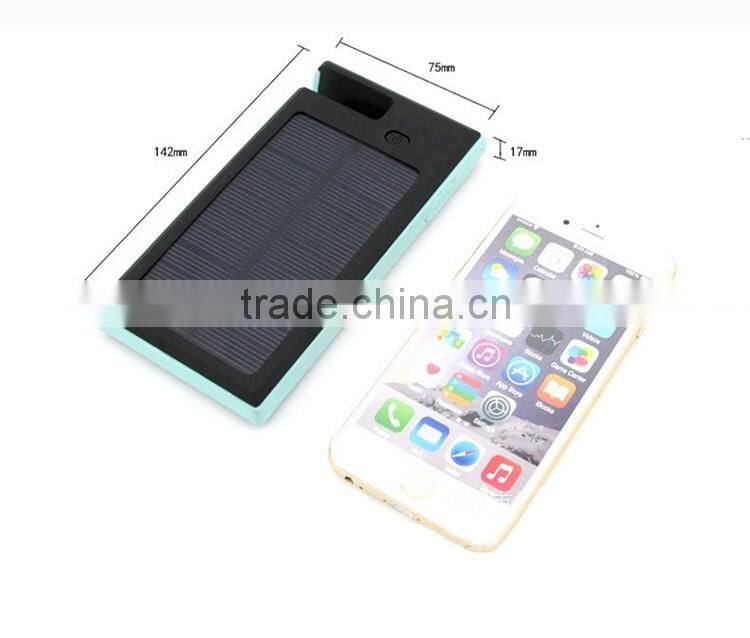 2016 Hot selling high capacity portable solar power bank/Smart phone 8000mah solar power bank