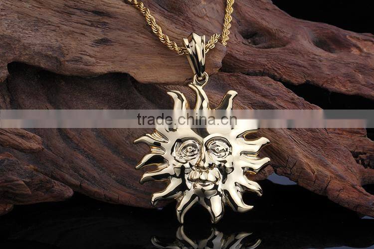 Simple casting design fashion unique gold sun pendant