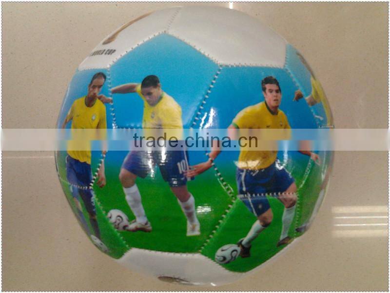 machine stitch star face photo soccer ball/football for promotion