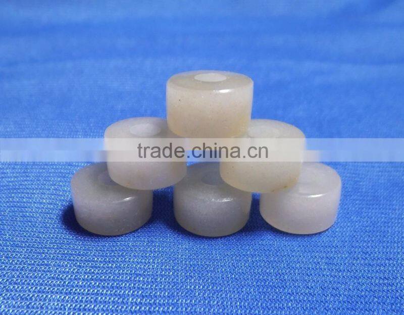 Natural White Chalcedony Smooth Handmade Big Hole Tyre Beads