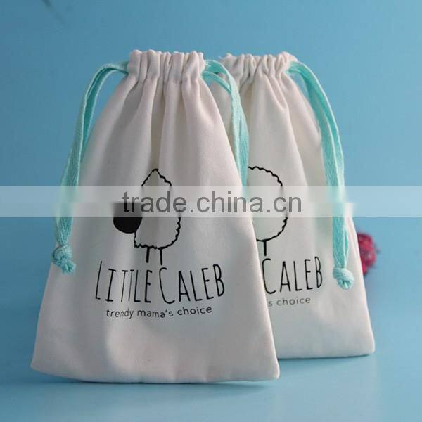 Promotion Custom Logo Jewelry Small White Drawstring Cotton Pouch