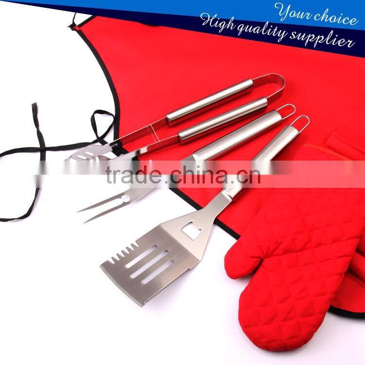 4PCS BBQ Grill Tools set with apron