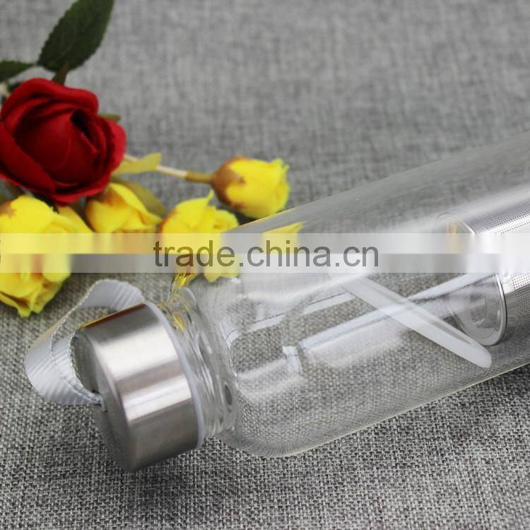 Hot sale glass drinking bottle with metal cap
