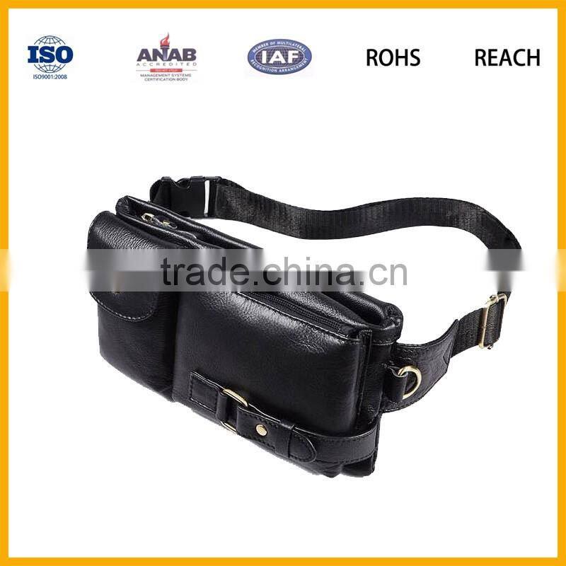 High Quality PU Leather Men Fanny Waist Pack Belt Shoulder Messenger Chest Bag