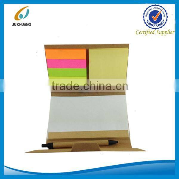 Kraft paper cover sticky notes book with pen