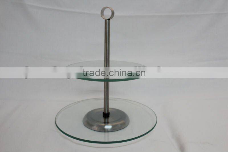 2 layers wedding glass cake stand