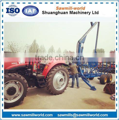 PTO/ GAS/ Diesel Engine Wood loader machine log crane with trailer in china