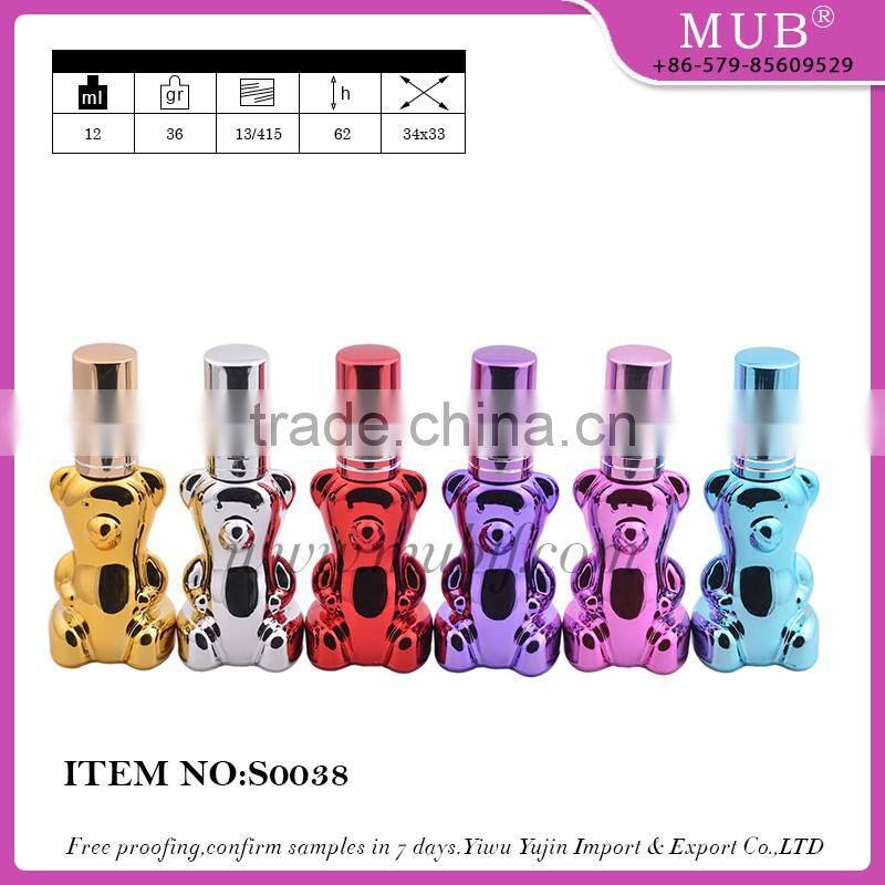16ml travel round bear perfume bottle; easy taking pump sprayer bottle,UV get polish bottle