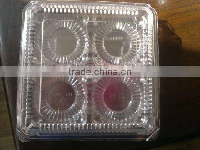 4-compartment disposable plastic box for cake, egg tart container