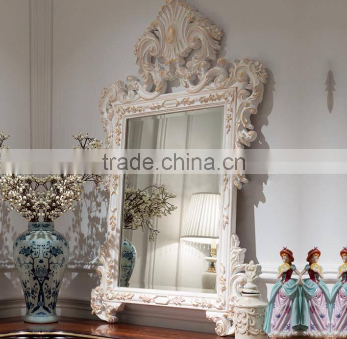 Solid wood bedroom furniture antique white color dressing table with mirror