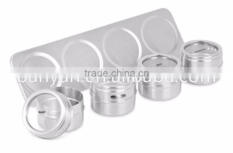 4 Pcs Stainless Steel Salt and Pepper Cruet Condiment Holder Magnetic Spice Set
