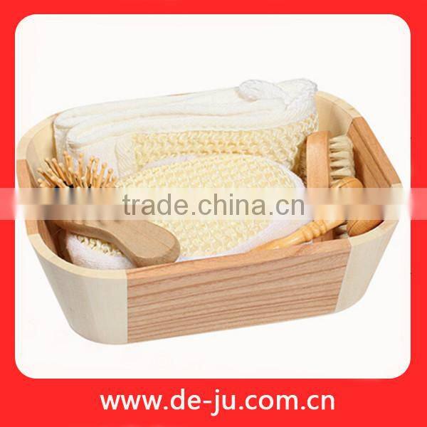 Small Cheap Massager Six Sisal Handle Wood Bath Set