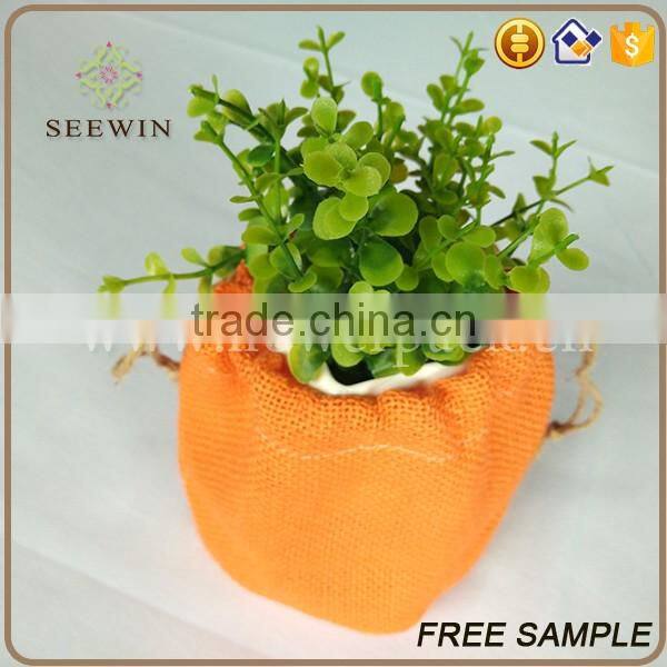 decorative colorful plastic jute flower bag garden flower pot