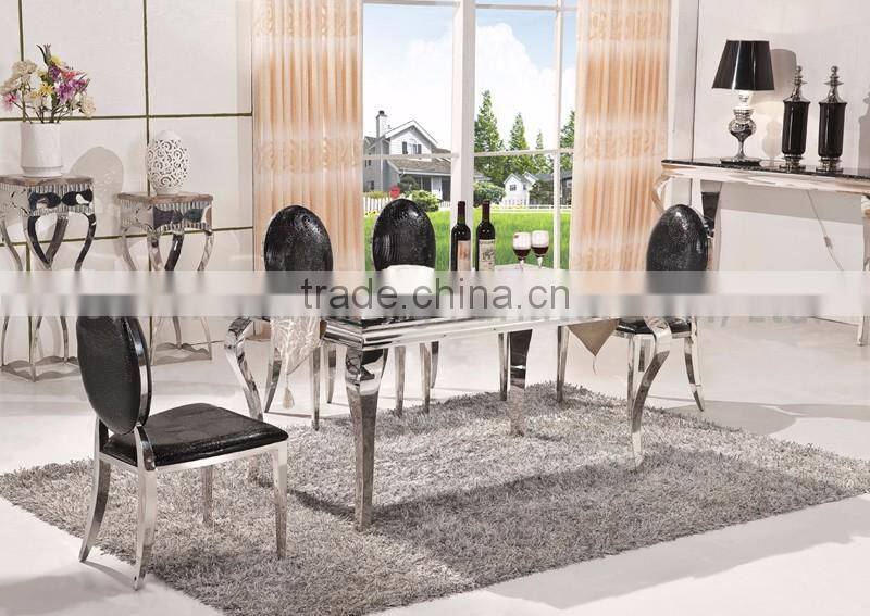 dining room furniture marble stainless steel dining table for 6 people